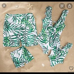 Family palm leaf matching swimsuit set